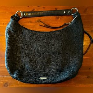 Rebecca Minkoff Michelle Hobo in Black Pebbled Leather NWT